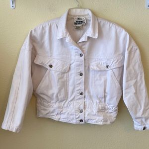 Vintage Sportables White Denim Bomber Jacket